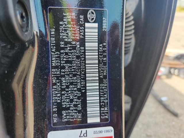 4T1BF1FK2DU245768 - 2013 TOYOTA CAMRY L BLACK photo 12