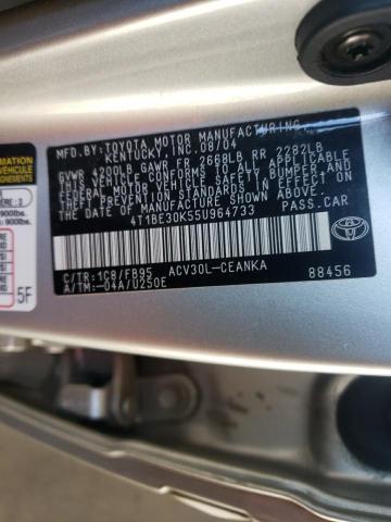 4T1BE30K55U964733 - 2005 TOYOTA CAMRY LE SILVER photo 12