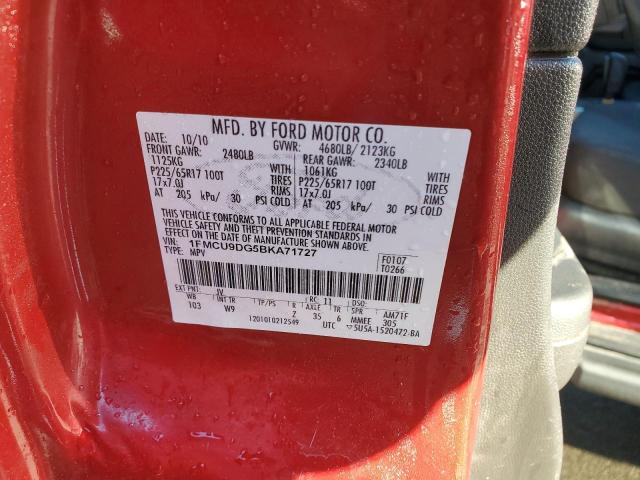 1FMCU9DG5BKA71727 - 2011 FORD ESCAPE XLT RED photo 13