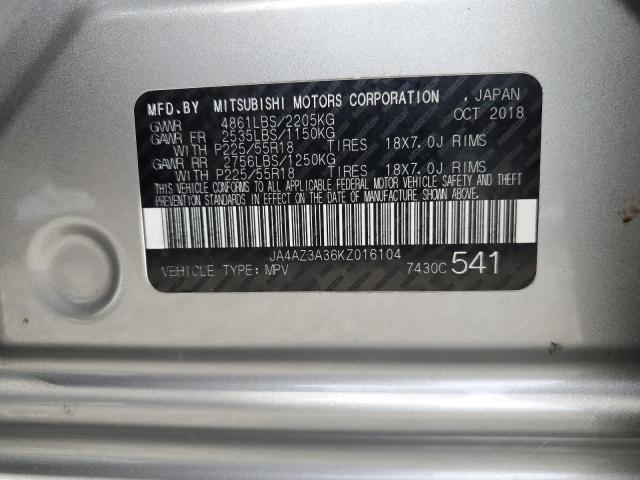 JA4AZ3A36KZ016104 - 2019 MITSUBISHI OUTLANDER SE SILVER photo 13