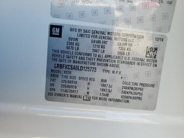 LRBFXCSA8LD125773 - 2020 BUICK ENVISION ESSENCE Սպիտակ լուսանկար 13