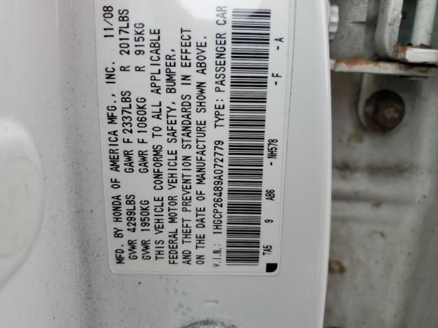 1HGCP26489A072779 - 2009 HONDA ACCORD LXP WHITE photo 12
