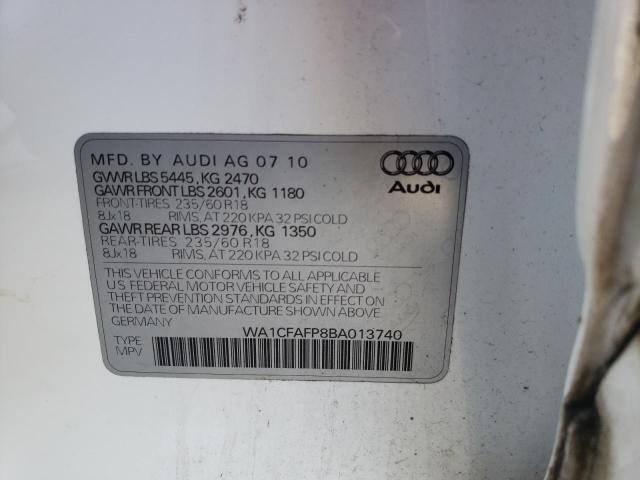 WA1CFAFP8BA013740 - 2011 AUDI Q5 PREMIUM WHITE photo 13