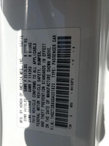 1HGCT2B8XGA001620 - 2016 HONDA ACCORD EXL 白色 照片 12