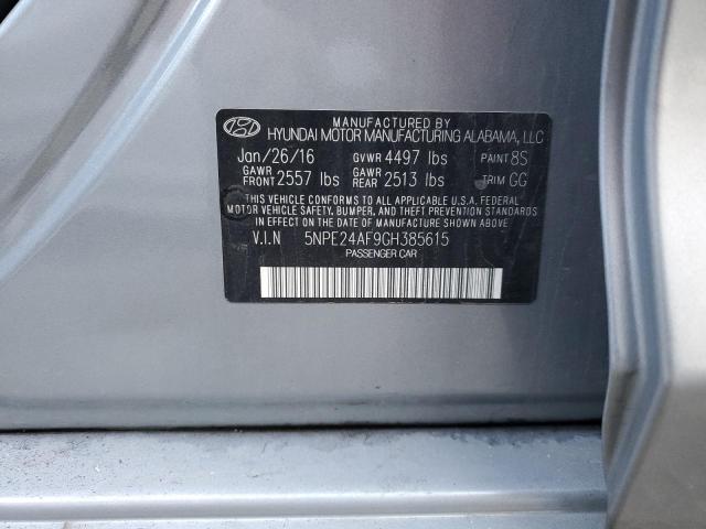 5NPE24AF9GH385615 - 2016 HYUNDAI SONATA SE SILVER photo 12