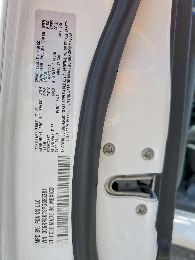 3C6RR6KT6PG655381 - 2023 RAM 1500 CLASS TRADESMAN WHITE photo 13