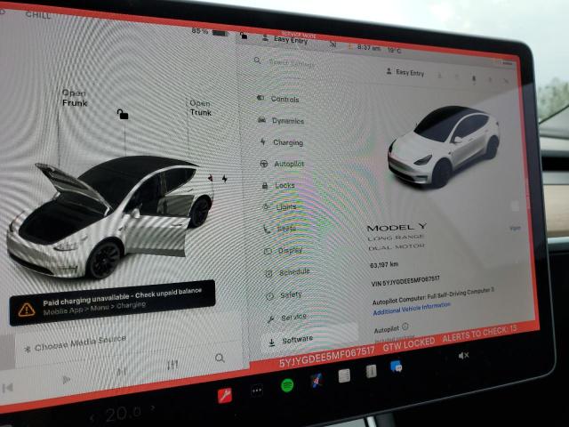 5YJYGDEE5MF067517 - 2021 TESLA MODEL Y WHITE photo 9