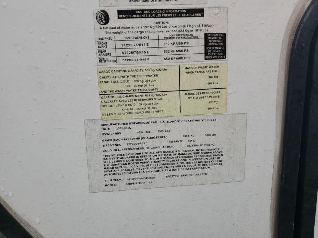 5SFNB3825ME465628 - 2021 HEARTLAND NORTH TRAI 棕色 照片 10