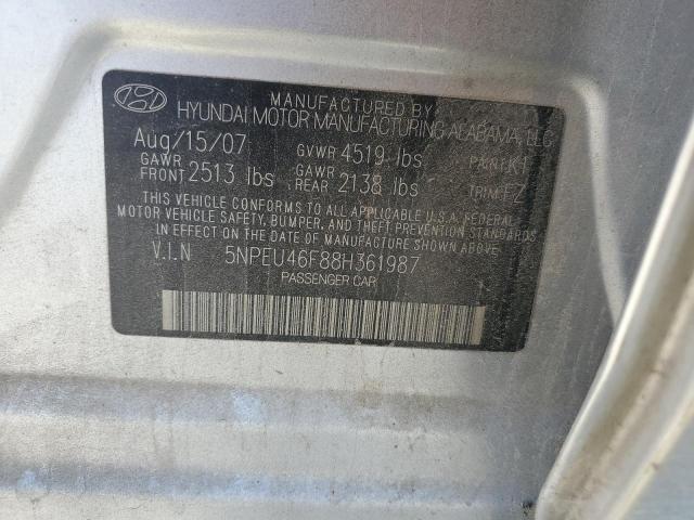 5NPEU46F88H361987 - 2008 HYUNDAI SONATA GLS SE SILVER photo 12