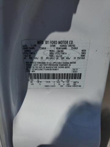 1FMCU9C73AKB18401 - 2010 FORD ESCAPE XLS 白色 照片 13