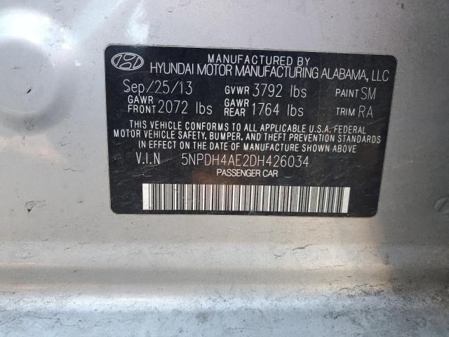 5NPDH4AE2DH426034 - 2013 HYUNDAI ELANTRA GLS SILVER photo 12