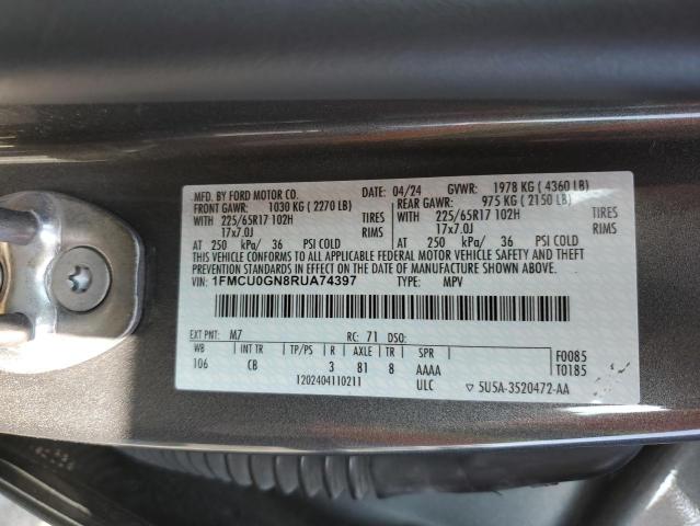 1FMCU0GN8RUA74397 - 2024 FORD ESCAPE ACTIVE ნაცრისფერი ფოტო 13