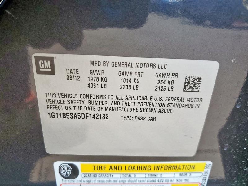 1G11B5SA5DF142132 - 2013 CHEVROLET MALIBU LS გრაფიტი ფოტო 12