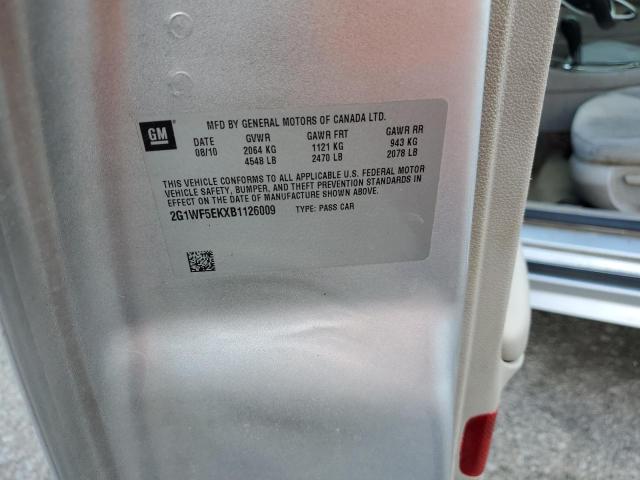 2G1WF5EKXB1126009 - 2011 CHEVROLET IMPALA LS Արծաթագույն լուսանկար 12