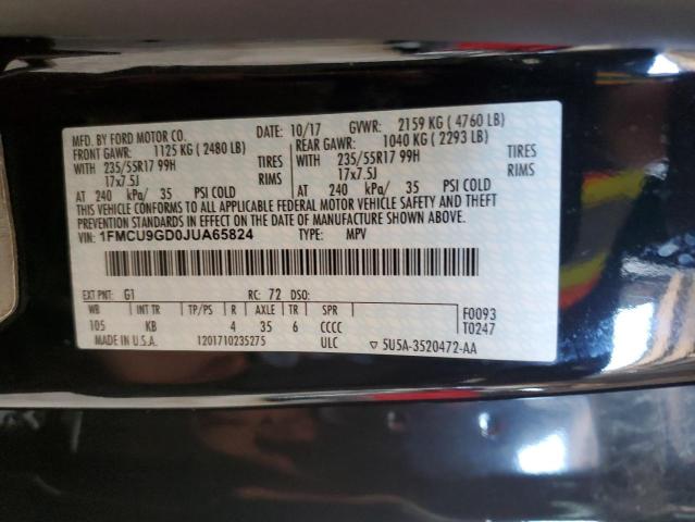 1FMCU9GD0JUA65824 - 2018 FORD ESCAPE SE Qara foto 13