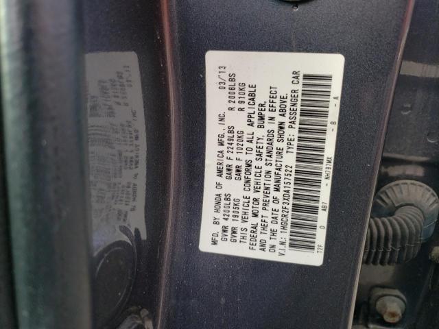 1HGCR2F3XDA157522 - 2013 HONDA ACCORD LX CHARCOAL photo 12