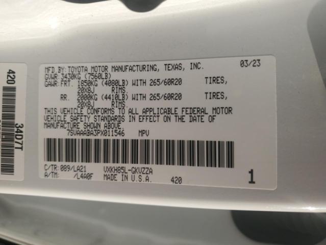 7SVAAABA3PX011546 - 2023 TOYOTA SEQUOIA SR5 白色 照片 13