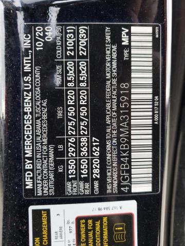 4JGFB4KB9MA315918 - 2021 MERCEDES-BENZ GLE 350 4MATIC BLACK photo 13