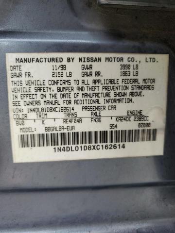 1N4DL01D8XC162614 - 1999 NISSAN ALTIMA XE TURQUOISE photo 12