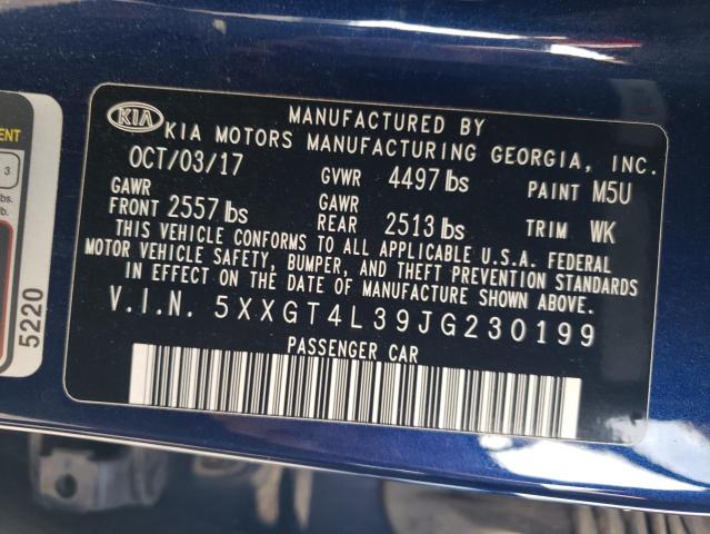 5XXGT4L39JG230199 - 2018 KIA OPTIMA LX 蓝色 照片 12