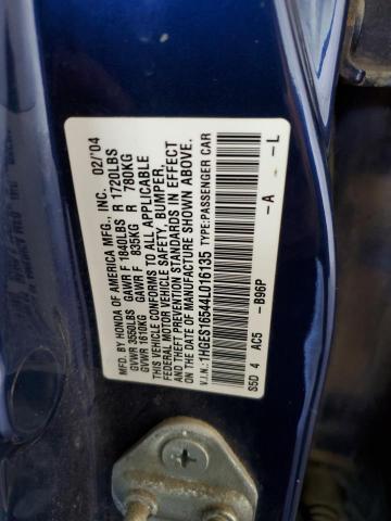1HGES16544L016135 - 2004 HONDA CIVIC LX Mavi foto 12