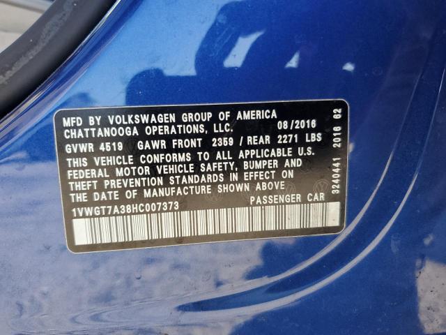 1VWGT7A38HC007373 - 2017 VOLKSWAGEN PASSAT SE 蓝色 照片 13
