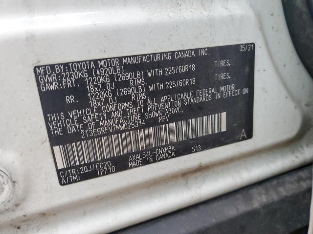 2T3E6RFV7MW025314 - 2021 TOYOTA RAV4 XSE WHITE photo 13