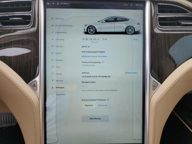 5YJSA1AG2DFP09818 - 2013 TESLA MODEL S Սպիտակ լուսանկար 9