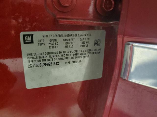 2G1155SL2F9221312 - 2015 CHEVROLET IMPALA LTZ Rouge photo 12