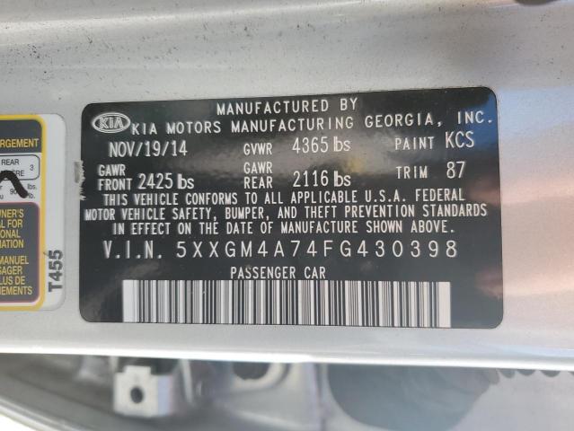 5XXGM4A74FG430398 - 2015 KIA OPTIMA LX SILVER photo 12