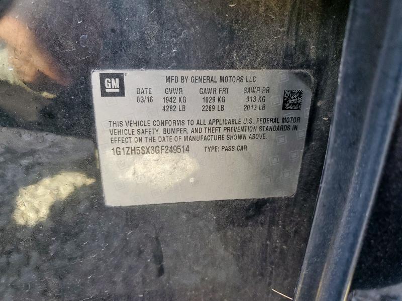 1G1ZH5SX3GF249514 - 2016 CHEVROLET MALIBU PREMIER შავი ფოტო 13