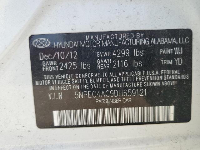 5NPEC4AC9DH659121 - 2013 HYUNDAI SONATA SE WHITE photo 13