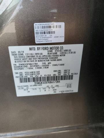 2FMGK5C87KBA17284 - 2019 FORD FLEX SEL BROWN photo 13