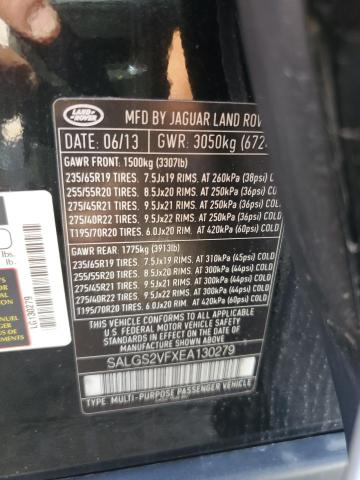 SALGS2VFXEA130279 - 2014 LAND ROVER RANGE ROVE HSE BLACK photo 12