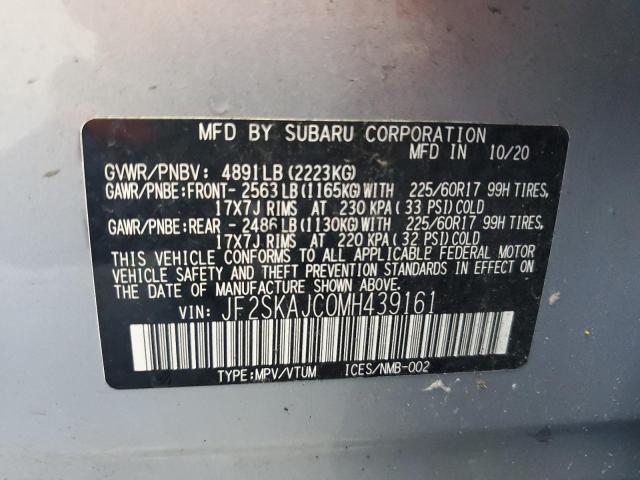 JF2SKAJC0MH439161 - 2021 SUBARU FORESTER PREMIUM SILVER photo 12