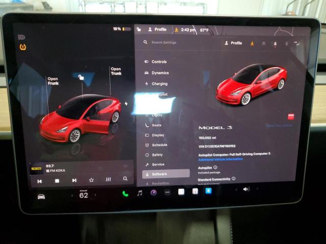 5YJ3E1EA7NF190152 - 2022 TESLA MODEL 3 RED photo 9