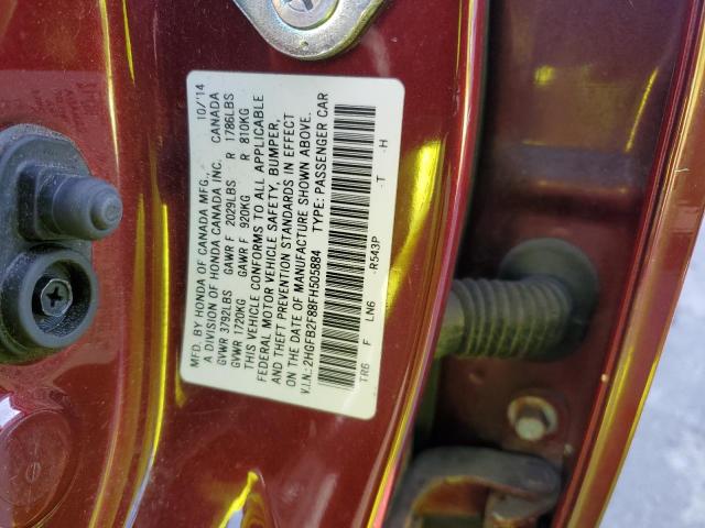 2HGFB2F88FH505884 - 2015 HONDA CIVIC EX RED photo 12