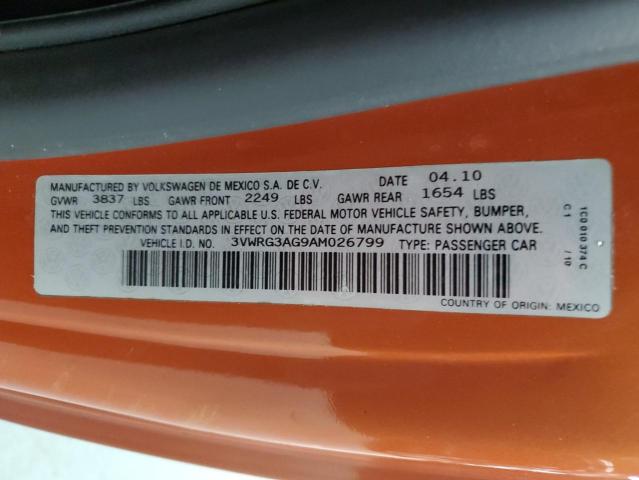 3VWRG3AG9AM026799 - 2010 VOLKSWAGEN NEW BEETLE Orange Foto 12