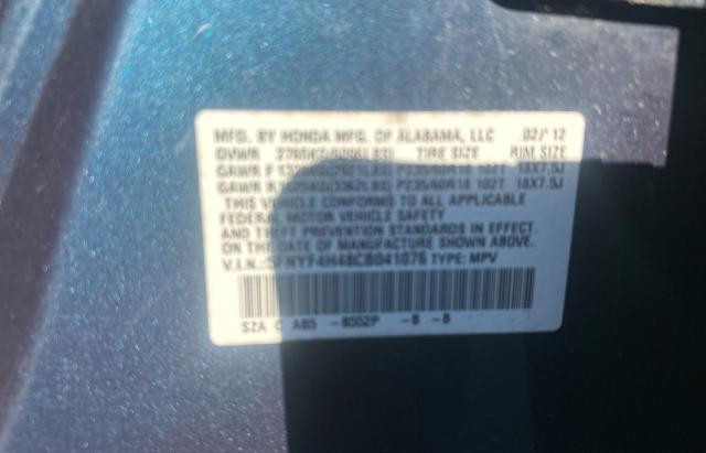 5FNYF4H48CB041076 - 2012 HONDA PILOT EX BLUE photo 10