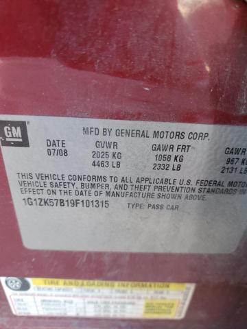 1G1ZK57B19F101315 - 2009 CHEVROLET MALIBU LTZ RED photo 12