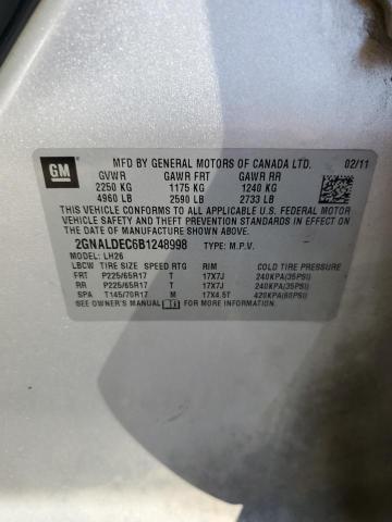 2GNALDEC6B1248998 - 2011 CHEVROLET EQUINOX LT SILVER photo 13