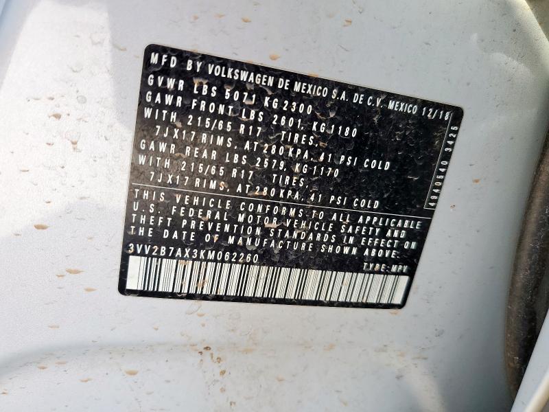 3VV2B7AX3KM062260 - 2019 VOLKSWAGEN TIGUAN SE 银色 照片 13