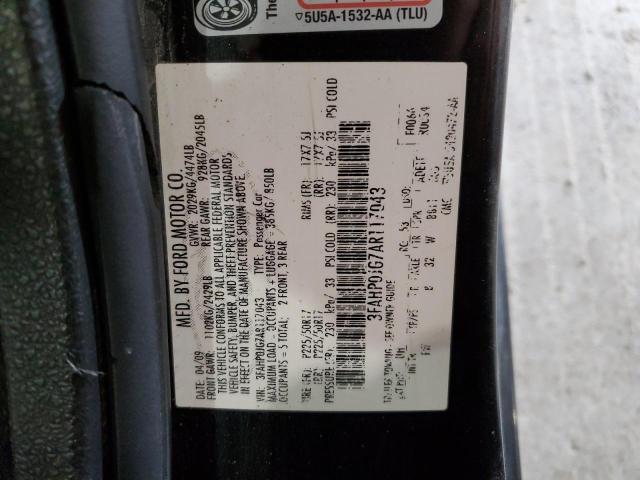 3FAHP0JG7AR117043 - 2010 FORD FUSION SEL BLACK photo 12