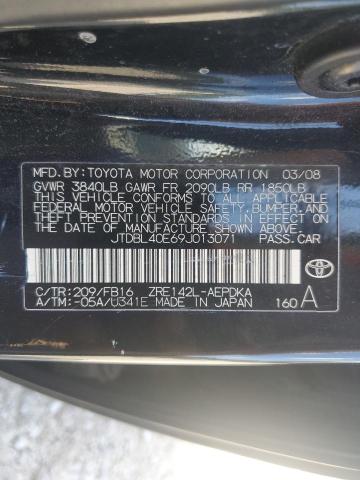 JTDBL40E69J013071 - 2009 TOYOTA COROLLA BASE BLACK photo 12