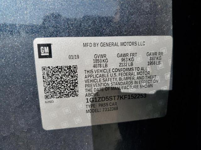 1G1ZD5ST7KF152253 - 2019 CHEVROLET MALIBU LT Gris photo 12