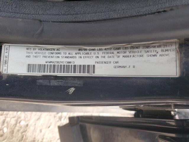 WVWMA23B2YE130013 - 2000 VOLKSWAGEN PASSAT GLS CHARCOAL photo 12
