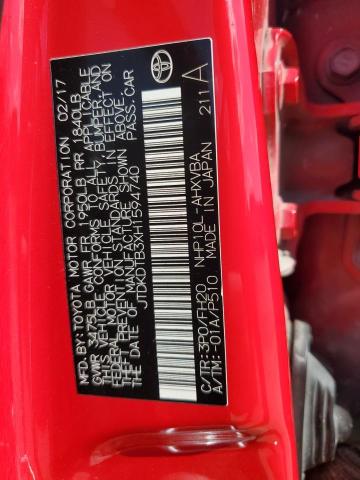 JTDKDTB3XH1594740 - 2017 TOYOTA PRIUS C RED photo 12