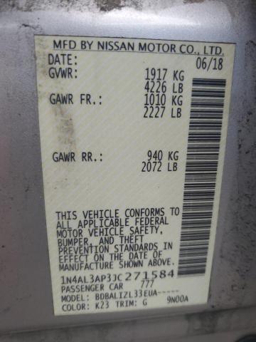 1N4AL3AP3JC271584 - 2018 NISSAN ALTIMA 2.5 SILVER photo 13