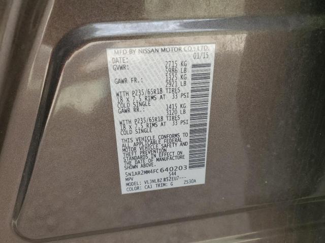 5N1AR2MM4FC640203 - 2015 NISSAN PATHFINDER S Մոխրագույն լուսանկար 13