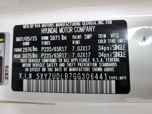 5XYZUDLB7GG306441 - 2016 HYUNDAI SANTA FE S Սպիտակ լուսանկար 13